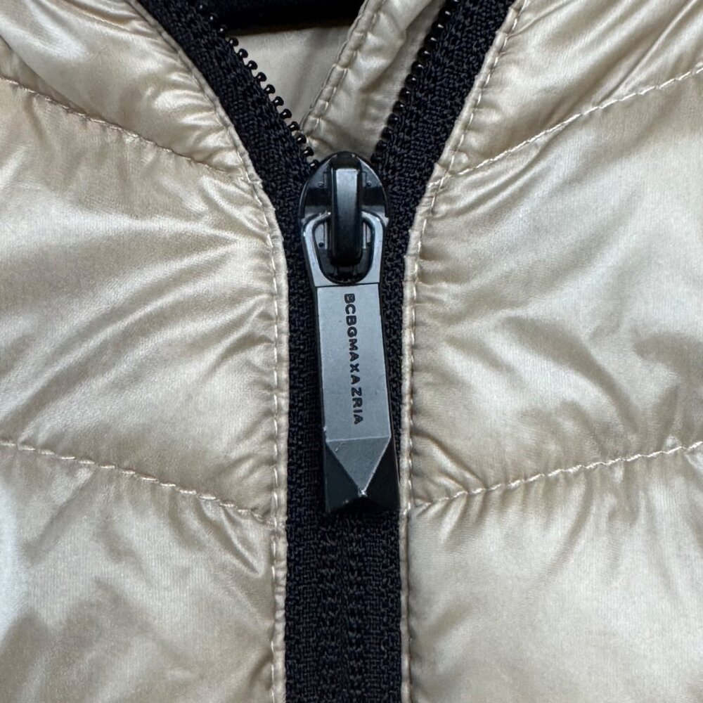 BCBG MAXAZRIA Champagne Puffer Jacket Womens S Hooded Packable Down BCBGMAXAZRIA - Picture 5 of 12